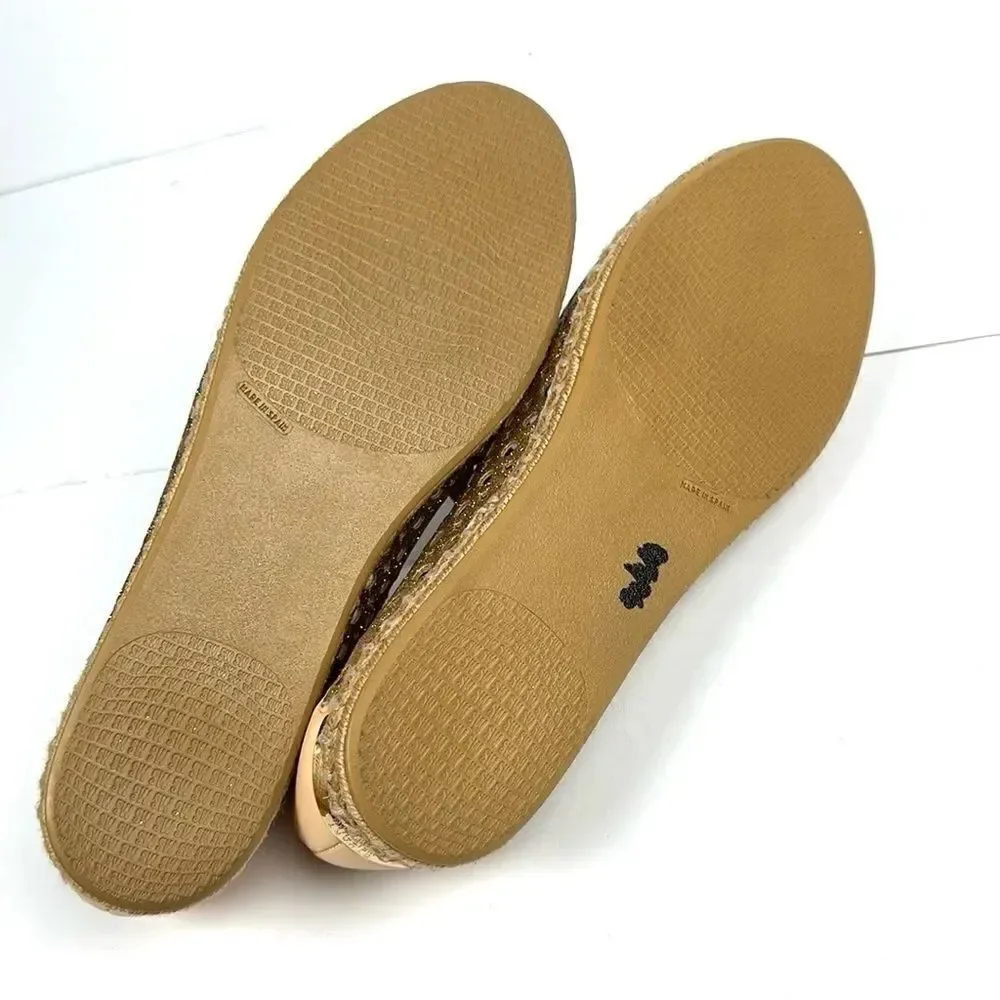 NWOB Stuart Weitzman County Glitter Espadrille Flat Sand Gold US 10